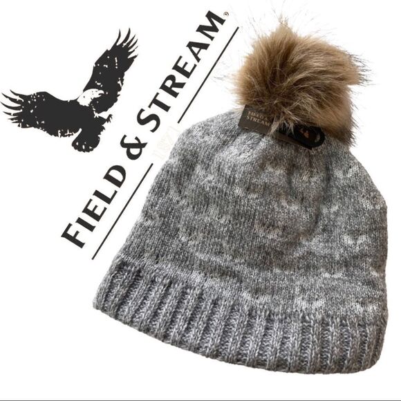 Field & Stream Girls’ Cabin Dot Pom Beanie • Color Mgh/White Marl • NWT - Picture 1 of 6
